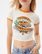 Printed ribbed T-shirt