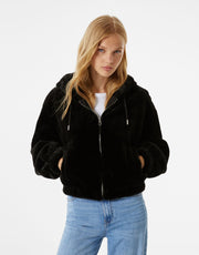Hooded teddy jacket